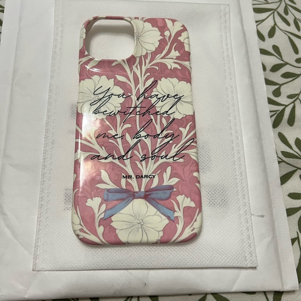 Pride and Prejudice Pink Floral iPhone 15 Case